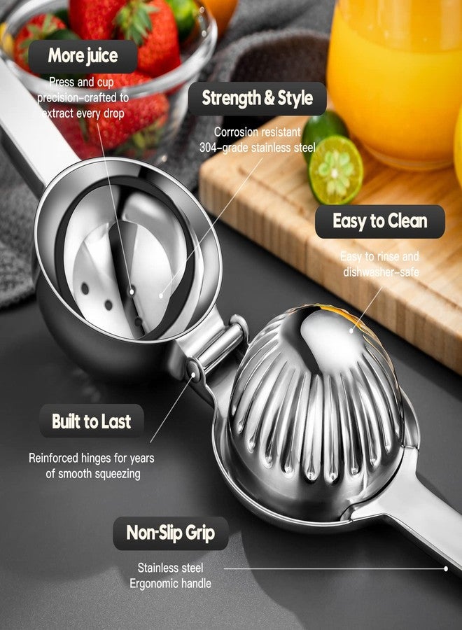 CCKO Lemon Lime Squeezer Stainless Steel Manual Juicer Extra Large Heavy Duty Citrus Juicer Hand Press Max Extraction Fruit Juicer for Oranges Lemons Limes - Image 4